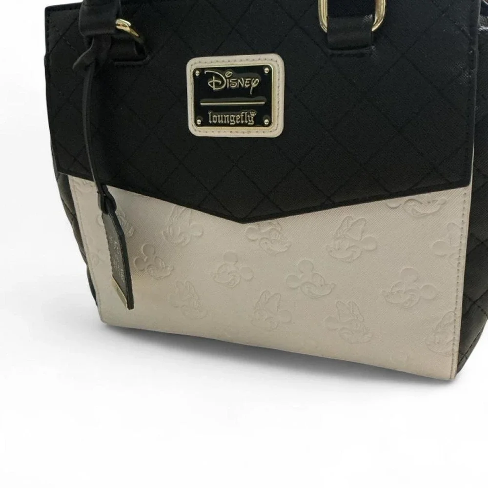 Loungefly Disney Mickey Minnie Satchel Bag Womens Medium Black White Excellent